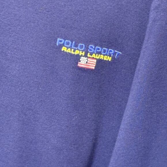 Vintage Polo Sport Ralph Lauren V Neck Long Sleeve Shirt Men’s Size Large Navy - Picture 4 of 6